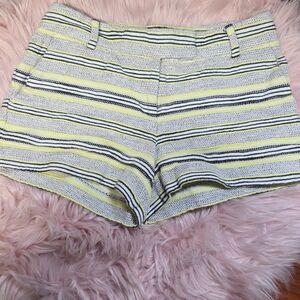 LOFT Yellow and White Bermuda Shorts with Striped Pattern